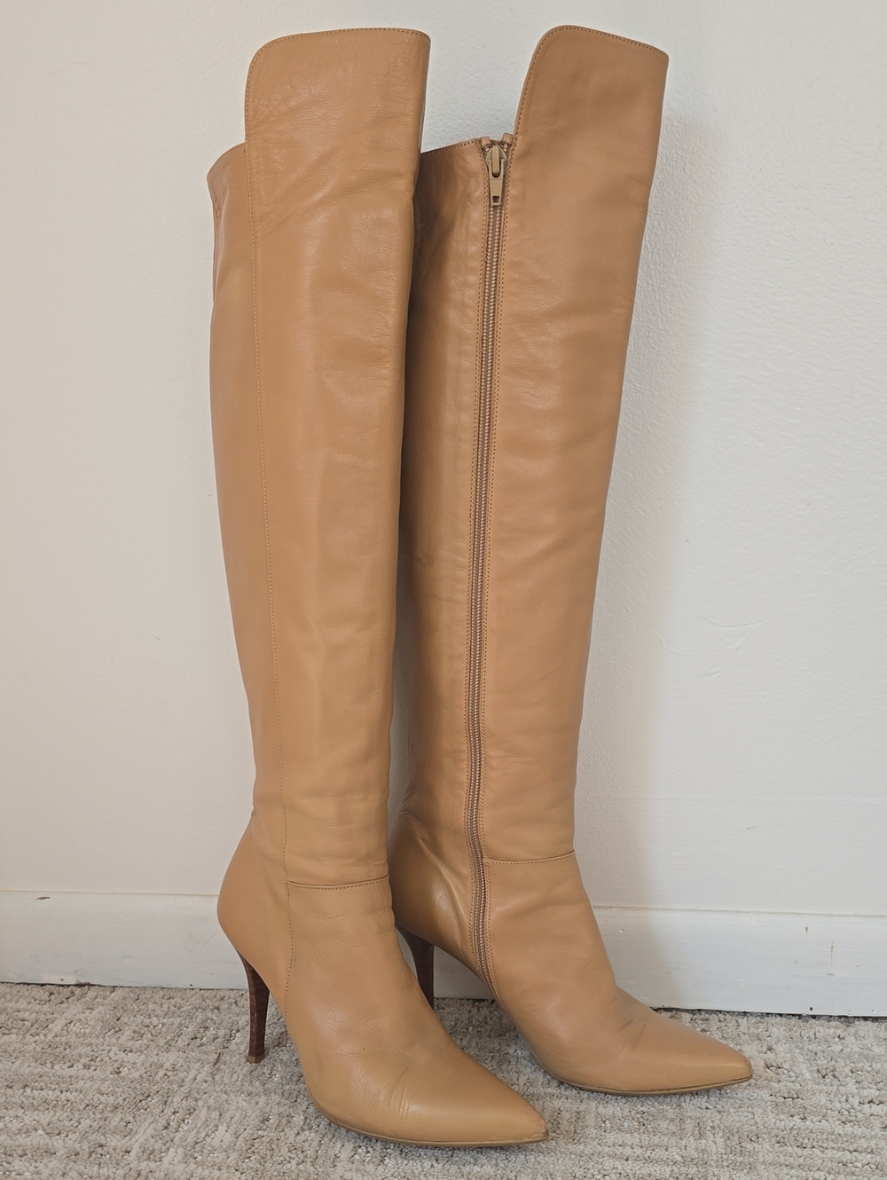 Stuart Weitzman Tan Over-the-Knee Leather Boots